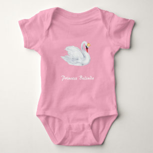 Body Para Bebê Princesa Swan e Bebê Nome Bebê Bodyfit