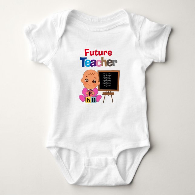 Body Para Bebê Professor de Futuro Bebê Engraçado Personalizado (Frente)