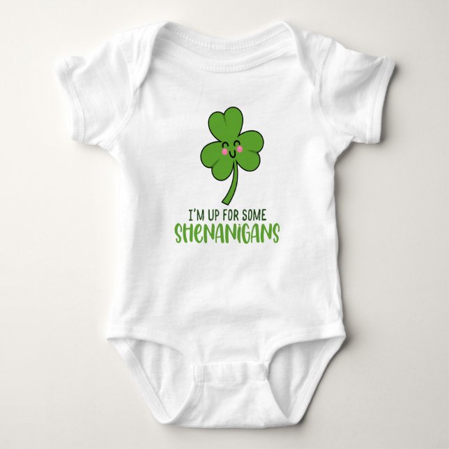 Body Para Bebê Pronto Para Travessuras Cute St. Patrick's Day (Frente)
