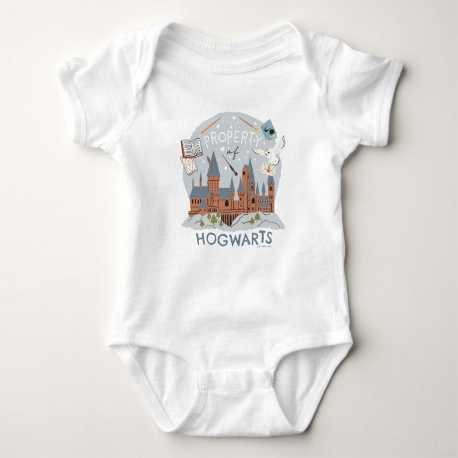 Body Para Bebê Propriedade do Gráfico de Cartoons Hogwarts (Frente)