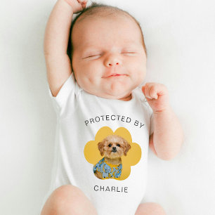 Body Para Bebê Protegido Pelo Cachorro Gato Pet Foto & Nome