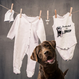 Body Para Bebê Protegido Pelo Nome do Cachorro Aquarela