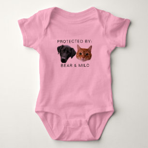Body Para Bebê Protegido Por Cachorro Personalizado Nome De Gato