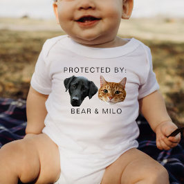Body Para Bebê Protegido Por Cão Personalizado Nome Foto De Gato