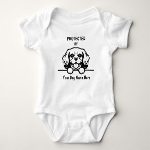 Body Para Bebê Protegido por Cavalier King Charles Custom Dog Nam