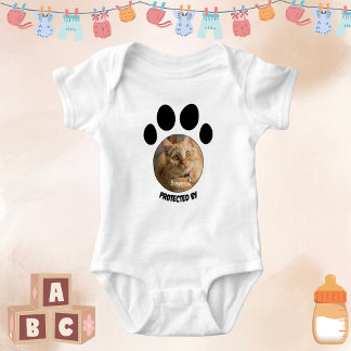 Body Para Bebê Protegido por Foto de Estimação Personalizada Neut