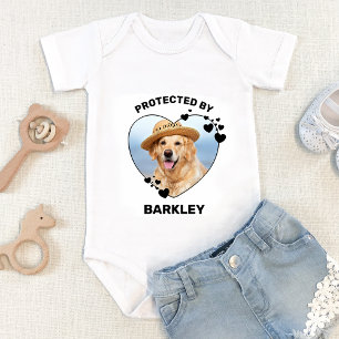 Body Para Bebê Protegido por Foto de Pet Personalizada de Coração
