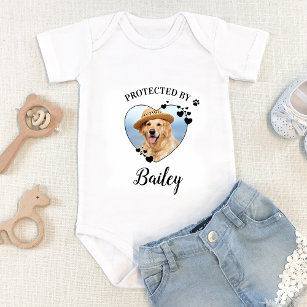 Body Para Bebê Protegido por segurança de cães Foto personalizada