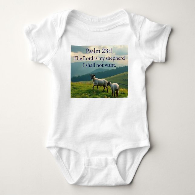 Body Para Bebê Psalm 23:1 Bible Verse Baby Bodysuit (Frente)