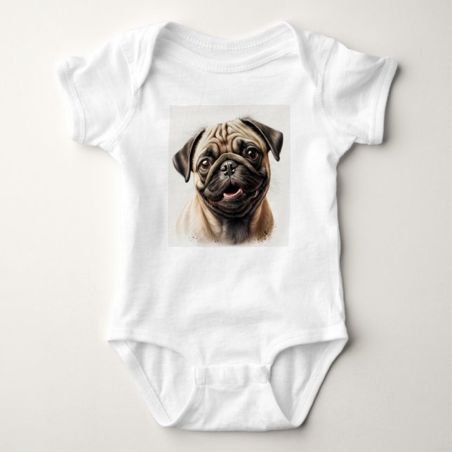 Body Para Bebê Pug Dog Baby Jersey (Frente)