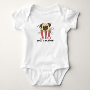 Body Para Bebê Pug Dog Popcorn Whats Poppin Funny