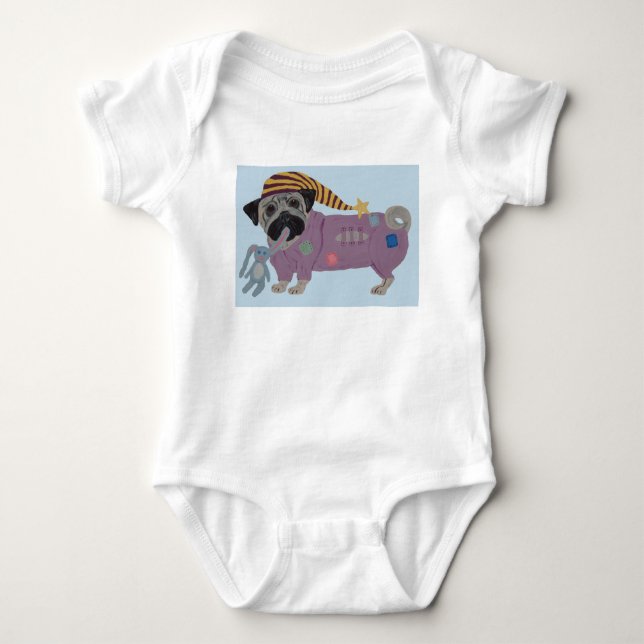 Body Para Bebê Pug em PJs  (Frente)