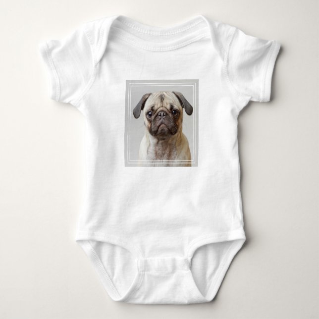 Body Para Bebê Pug Retrato (Frente)
