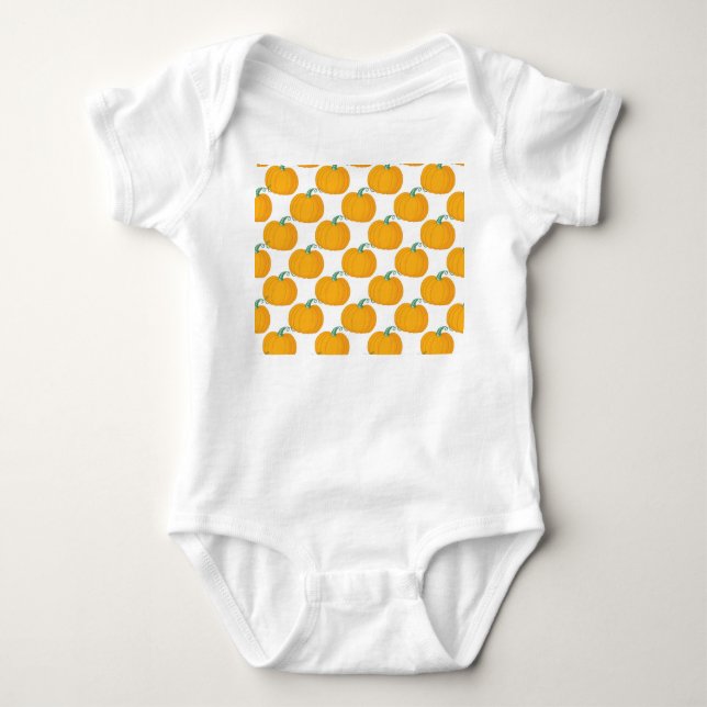 Body Para Bebê Pumpkin Charm: Padrão Desenhado À Mão. (Frente)