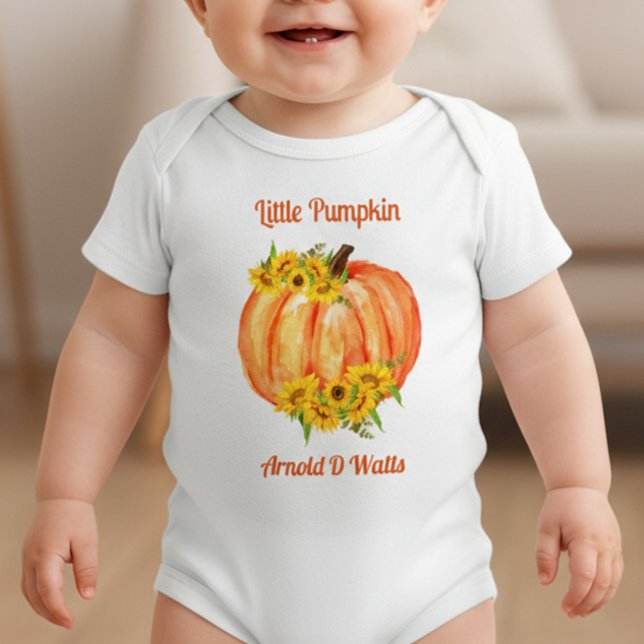 Body Para Bebê Pumpkin Laranja Cachorro Branco Floral (Criador carregado)