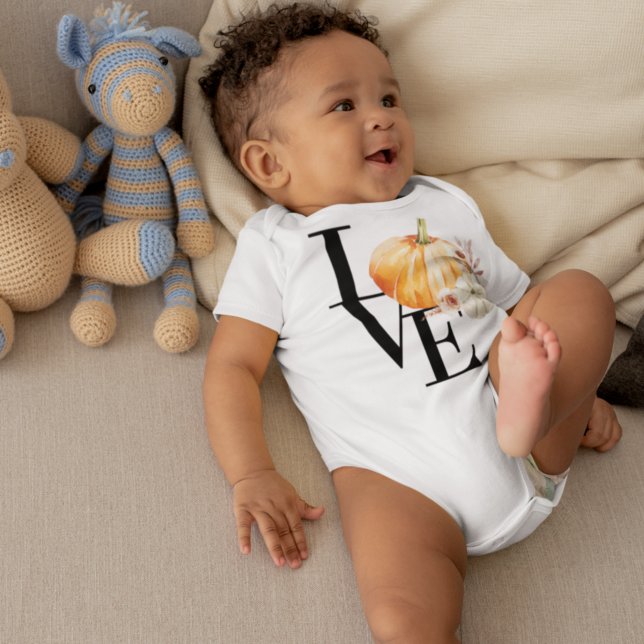 Body Para Bebê Pumpkin Laranja Moderno Com Amor (Criador carregado)