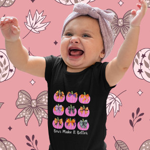 Body Para Bebê Pumpkins rosa e Arcos coquetes