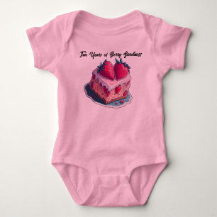 Body Para Bebê Punição Personalizada de Morango 2 Anos de Doçura 