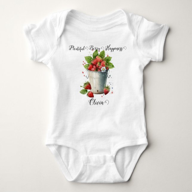 Body Para Bebê Punição personalizada de morango - Felicidade de M (Frente)