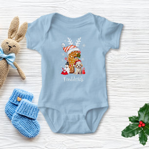 Body Para Bebê Puppy Gingerpão de Natal - Letra F Boy