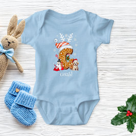 Body Para Bebê Puppy Gingerpão de Natal - Letra G Boy