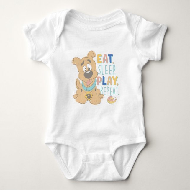 Body Para Bebê Puppy Scooby-Doo "Coma, Dorme, Jogue, Repita" (Frente)