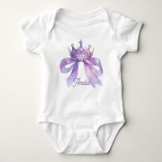 Body Para Bebê Purple crown and bow Customizable baby name