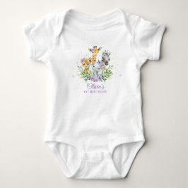 Body Para Bebê Púrpura de primeiro aniversario Floral da Selva An