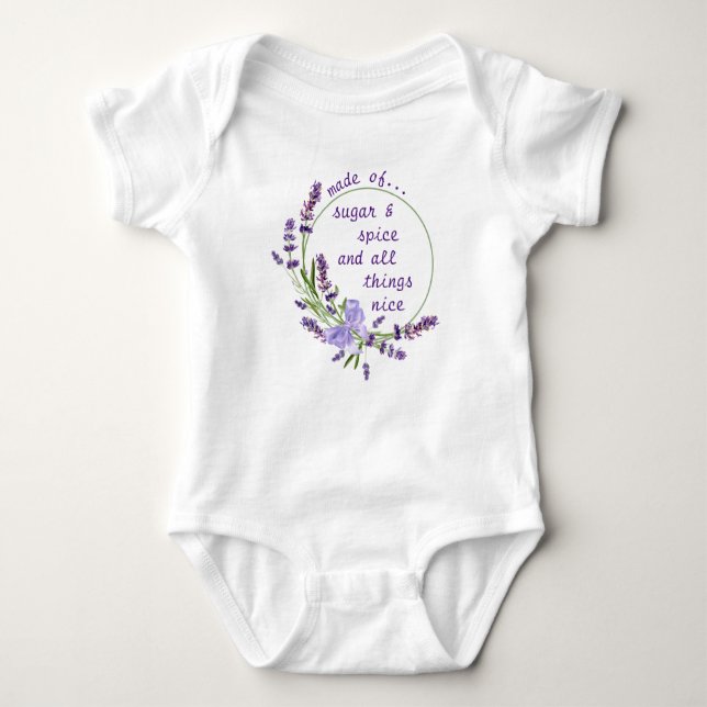 Body Para Bebê Púrpura Floral de Açúcar e Arroz Rhyme (Frente)