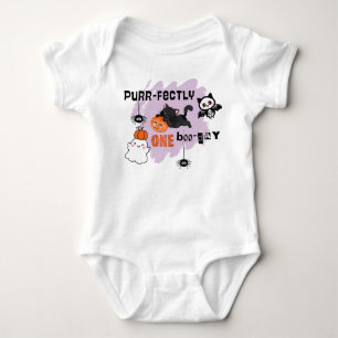 Body Para Bebê Purr-feitamente Um Boo-dia Gato Halloween 1º Anive