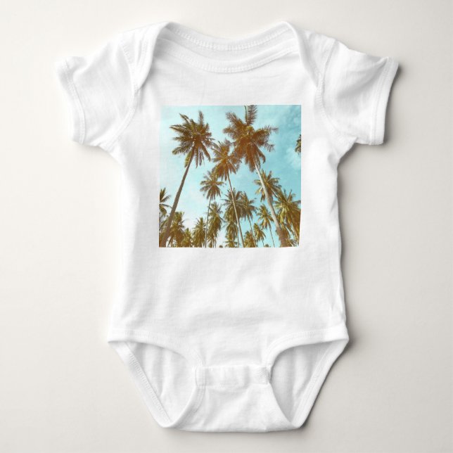 Body Para Bebê Quadro Tropical: Abstrato Palm Trees (Frente)