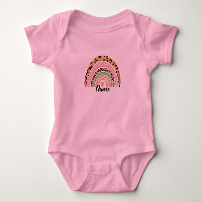 Body Para Bebê Qualquer Nome Bebê Garota Boho Arco-Íris Correspon (Frente)