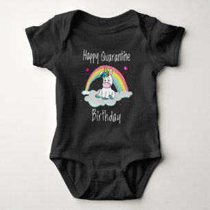 Body Para Bebê Quarantine Birthday Unicorn arco-íris