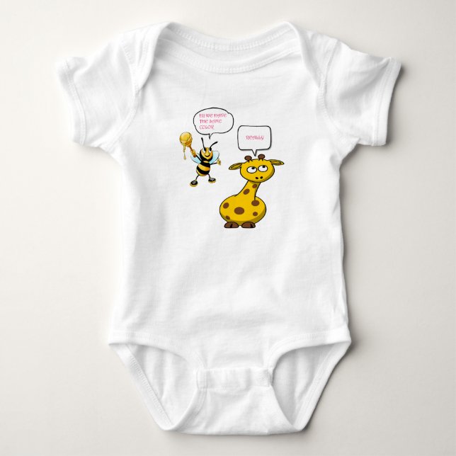 Body Para Bebê Querida Bebida Girafa Bicho de Cartoon Fala Unisex (Frente)