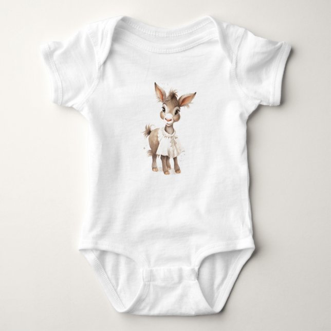 Body Para Bebê Querida Donkey vestindo um Vestido (Frente)
