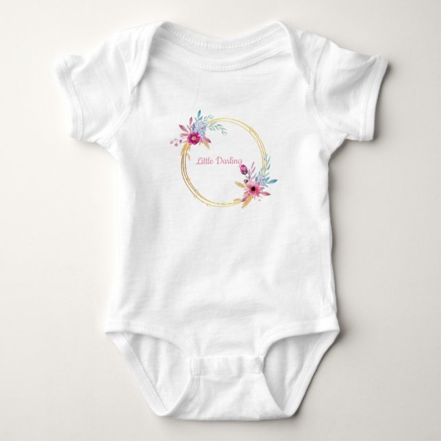 Body Para Bebê Querido floral rosa (Frente)