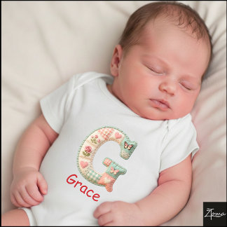 Body Para Bebê Quilted Patchwork Initial Letter G Nursery