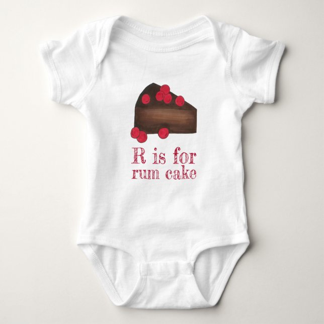 Body Para Bebê R é para RUM CAKE Jamaican Cake Slice ABCs (Frente)