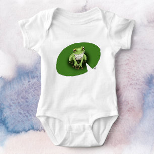 Body Para Bebê Rã Americana Verde Arborícola Lírio Aquático