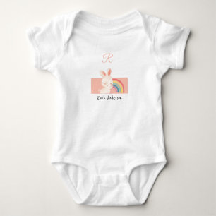 Body Para Bebê Rabbit ・ Adicionar Seu Nome Alfabeto Cute Monogr