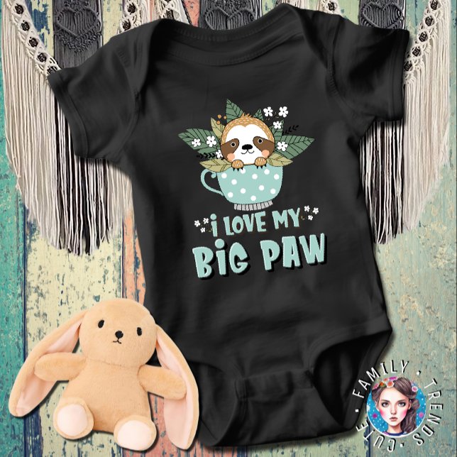 Body Para Bebê Raccoon I Love My Big Paw (Criador carregado)