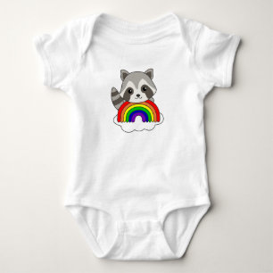 Body Para Bebê Raccoon Rainbow Sweet Animais Coloridos Raccoon
