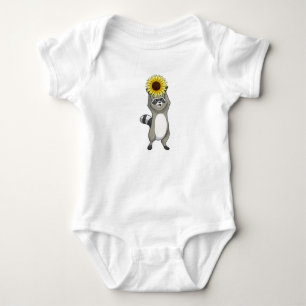 Body Para Bebê Racoon com girassol