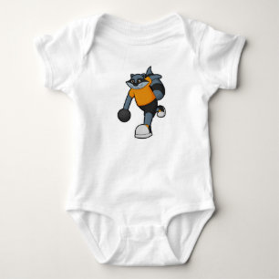 Body Para Bebê Racoon na Boliche com Bola de boliche