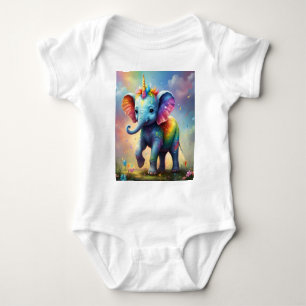 Body Para Bebê Radiante Maravilha: O Bebê Arco-Íris Elefante Unic