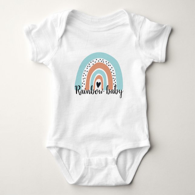 Body Para Bebê Rainbow Baby Heart Peach Azul (Frente)