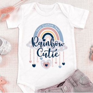 Body Para Bebê Rainbow Cutie and Hearts Girl or Boy Custom Text