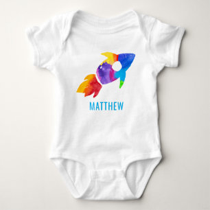 Body Para Bebê Rainbow Watercolor Rocket Outspace Kids