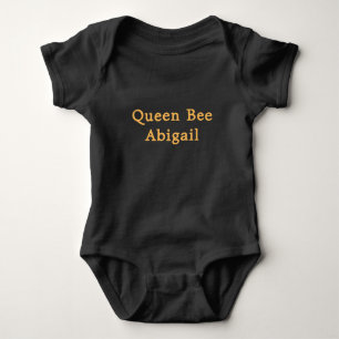 Body Para Bebê Rainha Bee [Nome] Preto e Amarelo