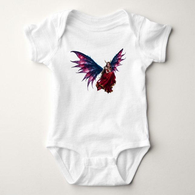 Body Para Bebê Rainha das Fadas da Fantasia Sombria com Asas de B (Frente)
